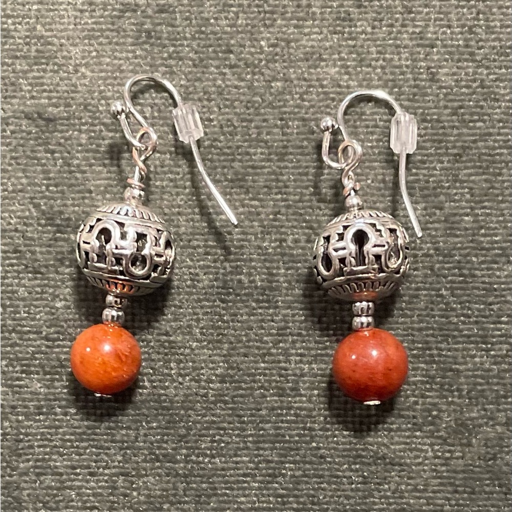 🎁 Pretty Chic Drop Dangle Earrings, genuine Carnelian natural stone. Unique. New - Picture 1 of 2